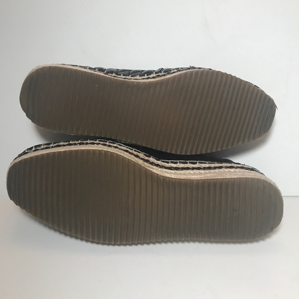 Karl Lagerfeld Quilted Patent Leather Espadrille Wedge Slip Ons Black 8 READ - Picture 8 of 9